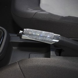 Dueries Car Handbrake Cover, Glitter Rhinestone Decoration, Universal Fit, White