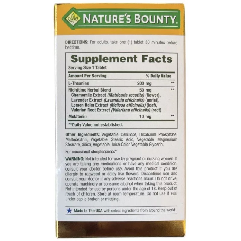 Nature’s Bounty Sleep3 10mg 120 tablets. EXP:8/2025