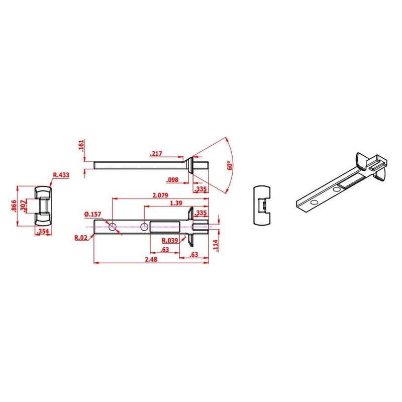 WRS Truth 2-1/2" Silverline Die-Cast Pivot Bar - 4 Pack