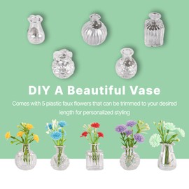 3D Ceramic Mini Vase Magnets for Fridge, Cute Tiny Plant Vases with Flowers, Magnetic Refrigerator Decor for Kitchen, Office, Locker (5 Pack)