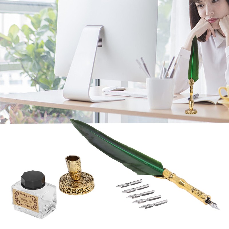 Feather Pen Exquisite Vintage Elegant Stainless Steel Smoothly Writing Wear