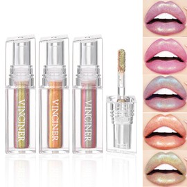 HERBENJOY Metallic Lipstick Glitter Chameleon Lipgloss, Multichrome Tinted Lip Gloss with Glossy Finish, Non-Stick Cup, Long-Lasting Metal Reflective Effect, Buildable Formula, Multiuse Intense for Lips&Eyes