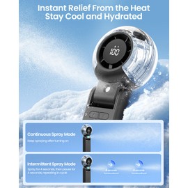 TriPole Misting Fan Portable Handheld Turbo Fan with Mist, LED Display, Foldable High Speed Airflow Mini Fans, Rechargeable Personal Mister with Water Spray Bottle for Summer Trip Beach Camping, Black