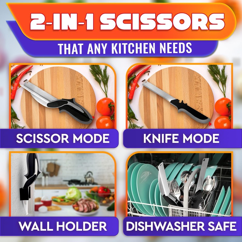 2 in 1 Kitchen Scissors for Food – Stainless Steel