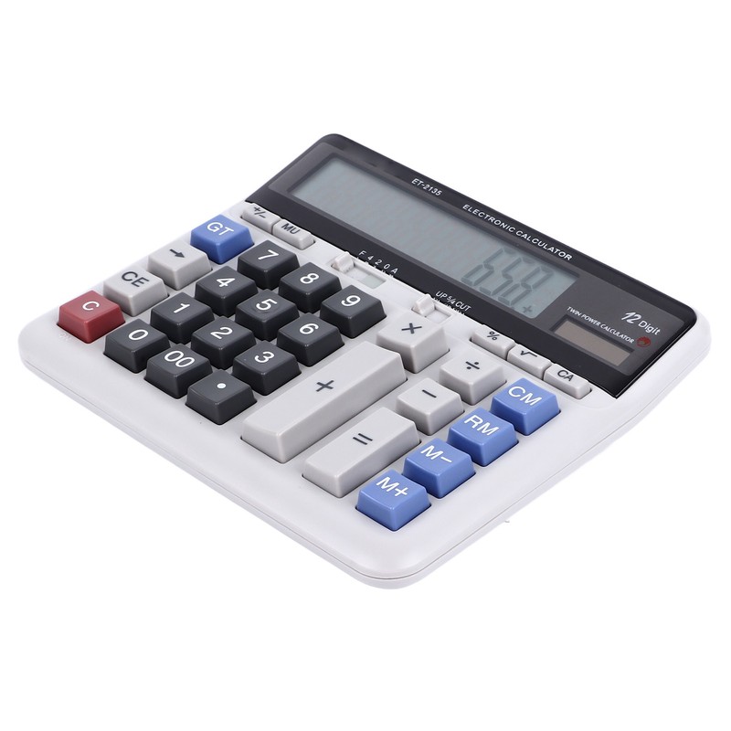 Solar Calculator 12 Digit Large Keys Clear Display Office Calculator