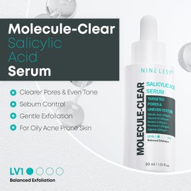 NINELESS-Molecule-Clear Salicylic Acid Serum 30ml Suero Exfoliante Diario con Ácido Salicílico Limpia Poros, Reduce Impurezas y Suaviza Textura Fórmula Coreana Avanzada para Piel Más Clara, Lisa y Equilibrada