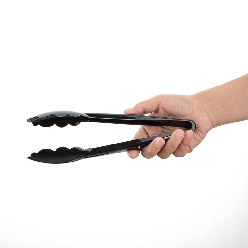 Vogue Tongs 23 cm/9 inch, Black, Polycarbonate Plastic, Comfortable Grip,