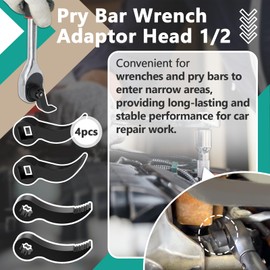 4 Pcs Pry Bar Wrench Adaptor Head - 2 Style Crowbar Adapter Head Tools Fits 1/2" Drive Ratchets, Half Shaft Removal Car Repairing Tools for Tight Spaces