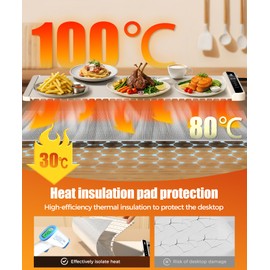Food Warming Mat with Heat-Resistant Pad, 26X15 Inch, 6 Temperature & 6 Timer Settings, Child Lock Safety,Food Warmer Chafing Dishes for Buffet,Gatherings,Parties,Everyday Use