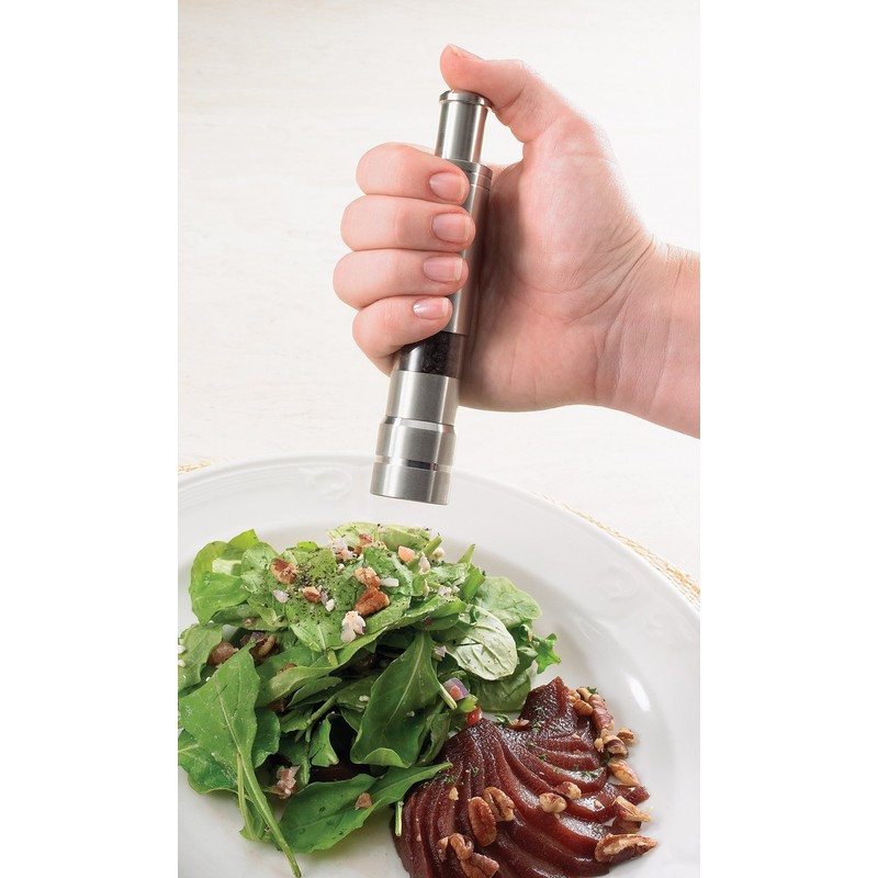 Fletchers' Mill Stainless-Steel Pump and Grind Salt or Pepper Mill,