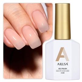 AILLSA Nude Gel Polish - Jelly Gel Nail Polish Nude Pink Translucent Soak Off U V Gel Polish Neutral Color Nail Gel Polish for Nail Art French Manicure at Home 0.51 Fl Oz GB60