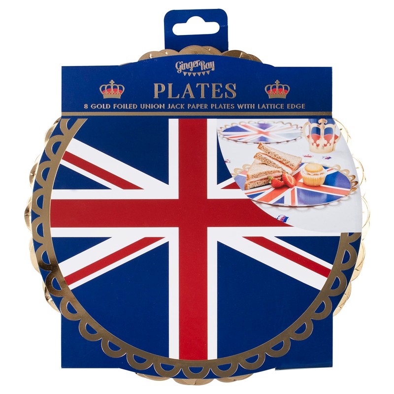 Ginger Ray Union Jack Coronation Party Paper Plates - 8