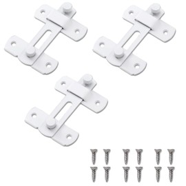 BangBoom 3 Packs Barn Door Lock, Stainless Steel Gate Flip Latch, Antique French Door Lock Hardware for Sliding Cabinet Fence Inside Bi-Fold Closet Bathroom Security (White)