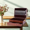 Silverware Storage Box,2 Layers Wooden Silverware Chest with Drawer,Silverware Case