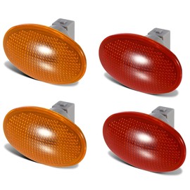 Partsam 2 Amber + 2 Red Dually Bed Fender Clearance Side Marker Lights Cover Lens with Sockets Aftermarket Replacements Compatible with F350 F450 F550 99 00 01 02 03 04 05 06 07 08 09 10