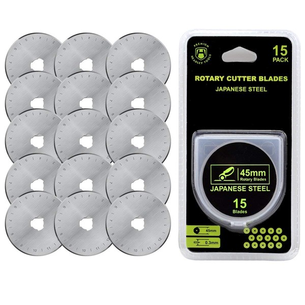 Headley Tools 45mm Rotary Cutter Blades (Pack of 15) Fits