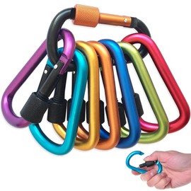 Locking Carabiner Clips, 8 Colours Carabiner with Screw Cap, Multifunctional Carabiner Hooks for Camping, Fishing, Hiking or Travel