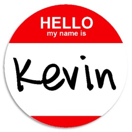 Kiwi Gifts Hello My Name Is Kevin - 100 Pack Circle Stickers 3 Inch - Customizable Nametag