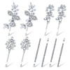 inSowni 10 Pieces Silver Metal Leaf Glitter Crystal Rhinestone Hair