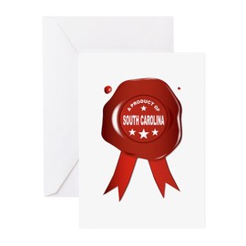 CafePress A Product Of South Carolina Greeting Cards Folded Greeting Cards (10-pack) Matte