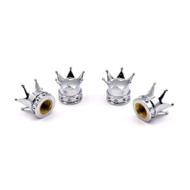 Crown Shiny Chrome Universal Valve Caps
