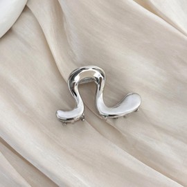 Briskyjp Hair Clip, Small, 3.1 inches (8 cm), Tightly Curled, Hair Accessory, Metal, Banana Clip, For Adults, Korean Style, Simple, Office, Women's, Weighted, Hair Clip, Silver