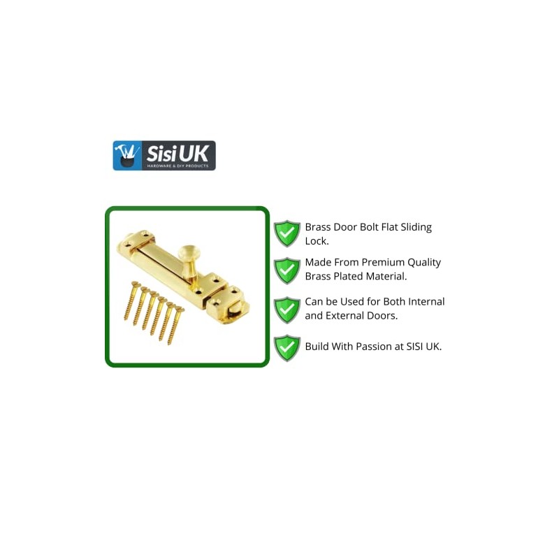 Brass Door Bolts 4 Inch Flat Bolt Surface Door Latches