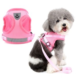 Zunea Dog Harness for Small Sized Dogs No Pull Puppy Harness and Leash Set Adjustable Reflective Step-in Vest Harness Soft Mesh Escape Proof Cat Harness for Walking, for Girl Boy Pet Kittens Pink M