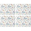 Sets of 4 Pressed Flowers Placemat Set, Floral Cork Backed