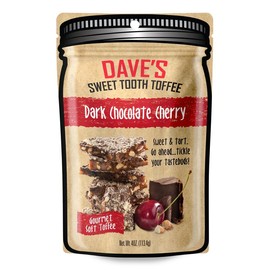Small Batch Toffee, 1/4lb Pouch - Dave's Sweet Tooth - Award Winning Chocolate Almond Toffee Snack Candy & Sweets Recipe:_Dark Chocolate Cherry