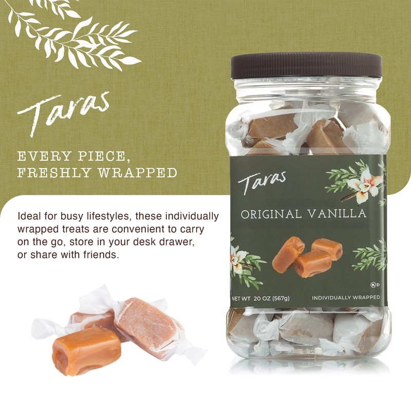 Taras Gourmet Vanilla Caramels | All Natural Candy | Creamy