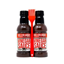 Killer Hogs Vinegar Sauce 2-Pack with Basting Brush | Championship Grill and BBQ Sauce for Beef, Steak, Burgers, Pork, and Chicken | Sweet and Tangy and Spicy | 32 Total Ounces