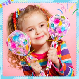 Thesixowls Lollipop Shaped Birthday Goodie Bags for Kids 24 Pack – Stationery Party Favors with Stickers, Pencils, Erasers, Slap Bracelets – Classroom Student Gifts & Birthday Return Gifts