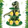 Real Dinosaurs Cupcake Stand, 3-Tier Cupcake Holder Dessert Tower for