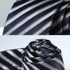 HISDERN Mens Ties Navy Blue Stripe Tie and Pocket Square