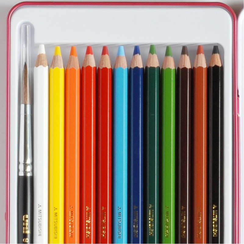 Mitsubishi Pencil UWC12C Colored Pencils, Uniwater Color, 12 Colors