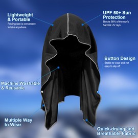 Sukeen - Toalla refrescante con capucha para hombres, toallas de enfriamiento absorbentes de secado rápido para cuello y cara, protección solar UV, envolturas de cuello refrescante, entrenamiento