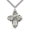 Extel Pewter Catholic 4 Way Cross Pendant Necklace Traditional Design,