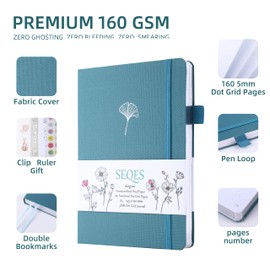 SeQeS Dotted Journal - A5 Dot Grid Notebook with pages number,160gsm Bleedproof Paper,Silver Edge.Bullet Journals, and journaling…