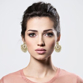 Boutique De Luxe Preeti Antique Gold Statement Drop Earrings, Party Fashion Wear For Women, Perfect for Weddings and Parties