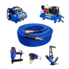 Estwing E1450PVCR 1/4" x 50' PVC / Rubber Hybrid Air Hose with Brass 1/4" NPT Industrial Fitting and Universal Quick Connect Coupler