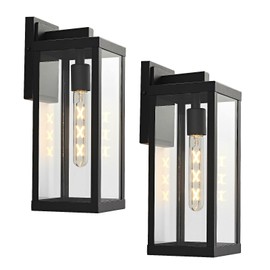 JOKAONOTL Black Outdoor Wall Lights for House 15" H Outside Wall Sconce Waterproof Large Exterior Light Fixtures for Garage, Doorway, Porch, Patio, 2 Pack