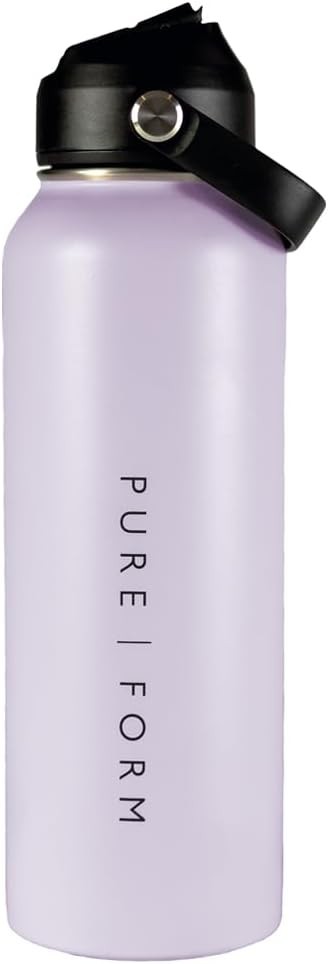 Pure Form Botella Térmica 1.2 lt - Termo de Acero Inoxidable  Incluye Popote Extraíble y limpiador (Lila)