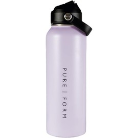 Pure Form Botella Térmica 1.2 lt - Termo de Acero Inoxidable  Incluye Popote Extraíble y limpiador (Lila)