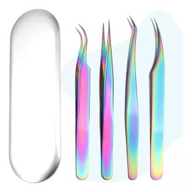 Universo en Linea 4 Piezas Pinzas Para Pestañas Mink Camaleón Con Estuche