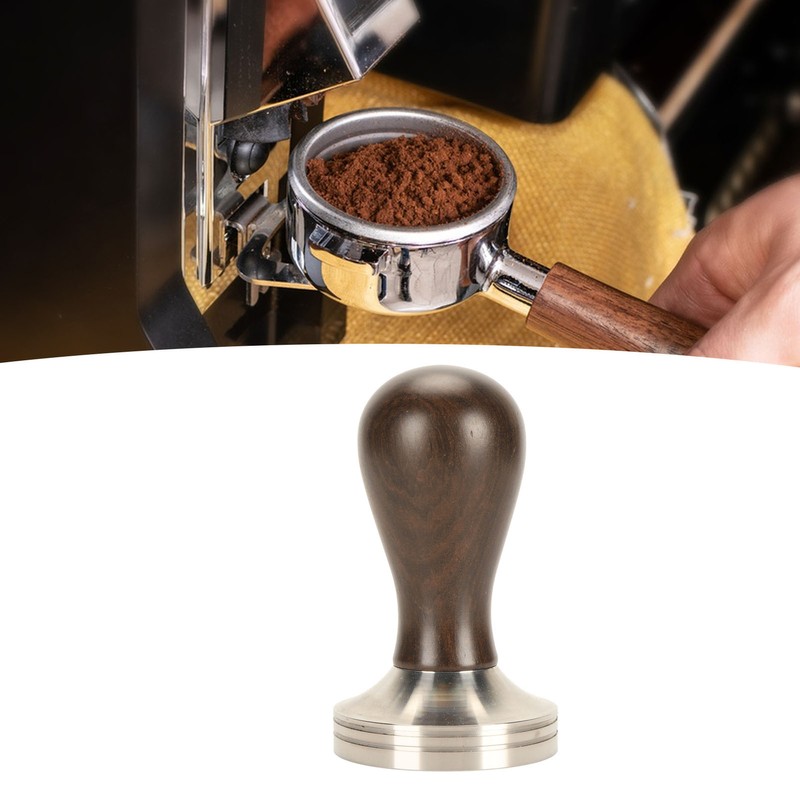 Coffee Tamper Solid Wood Handle Stainless Steel Easy to Use