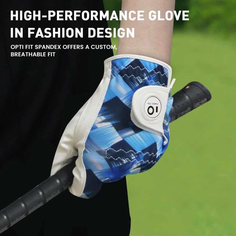 FINGER TEN Men's Golf Gloves Left Right Hand Leather with