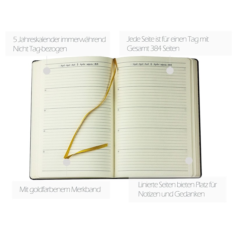 DELMON VARONE - 5 Year Calendar "Everlasting" Bound Soft Grain