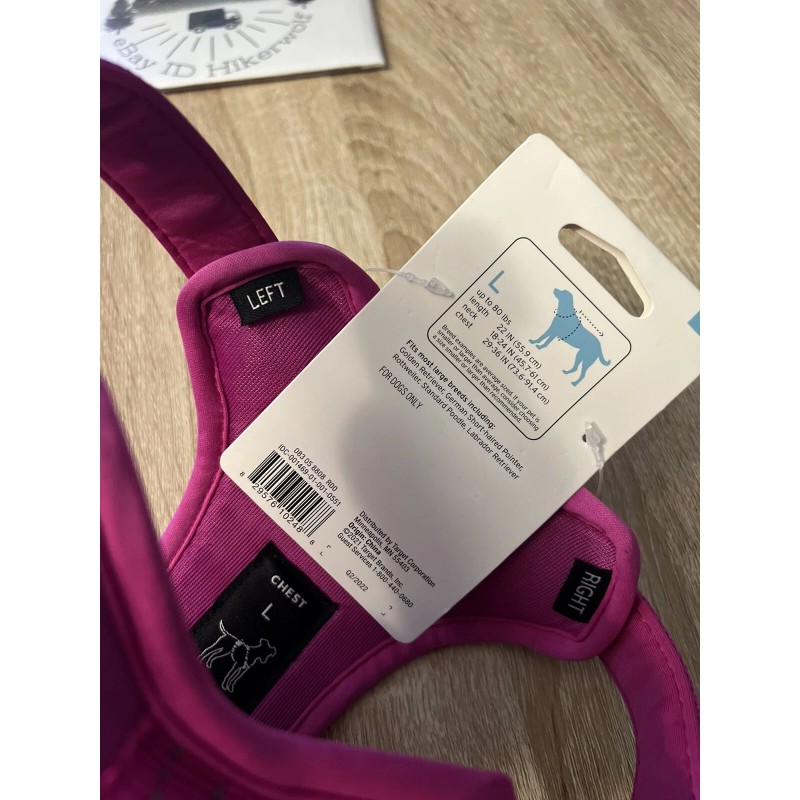 Boots & Barkley Reflective Comfort Large Dog Harness Pink NWT