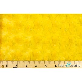 Bright Yellow Minky Swirl Rose Blossom Ball Rosebud Plush Fur Fabric Polyester 16 oz 58-60